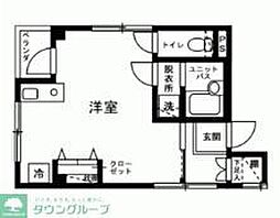 Villa Kougetsu 3階ワンルームの間取り