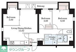 Dear WAN Court 王子飛鳥山 7階3LDKの間取り