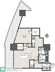ルミナリータワー池袋 25階1LDKの間取り