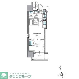ルフォンプログレ上野入谷フロント 1DKの間取図画像