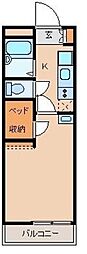 レオパレスAボンド 1Kの間取図画像