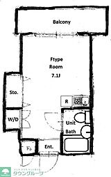 ベルドミール王子 ワンルームの間取図画像