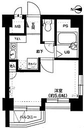 メインステージ江戸川橋2 1Kの間取図画像