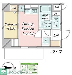 ドゥーエ王子神谷 1DKの間取図画像