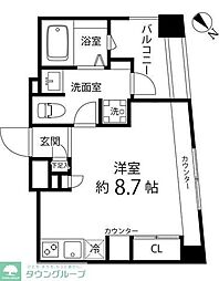 レニール本駒込 ワンルームの間取図画像