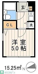 パラダイスマンション 1Kの間取図画像