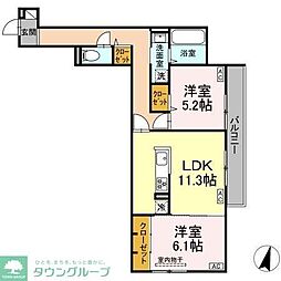 オードリーコート 2LDKの間取図画像