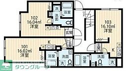 足立区中川1丁目マンション ワンルームの間取図画像