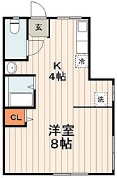 Wellb椿 1Kの間取図画像