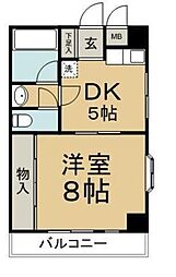 パレ・ドール田端 1DKの間取図画像