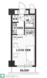 プリンセスコートお花茶屋 ワンルームの間取図画像