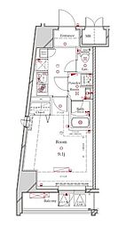 アルテカーサプレスト北千住 1Kの間取図画像