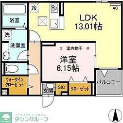 レインボー皿沼 1LDKの間取図画像