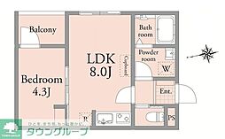 アーベインテラス宝町 1LDKの間取図画像