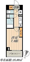 dips北千住 1Kの間取図画像