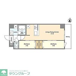 GENOVIA梅島 2LDKの間取図画像