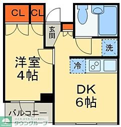東武伊勢崎線 西新井駅 徒歩6分の賃貸マンション 3階1DKの間取り