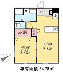 KTH堀切 3階1LDKの間取り
