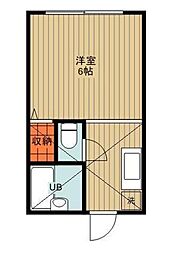 アーバンハイツ 1階1Kの間取り