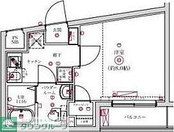 ベルシードα綾瀬 4階1Kの間取り