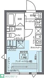 ＣＯＣＯＣＵＢＥ北千住 1階ワンルームの間取り
