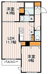 ＯｐｕｓIIIＵｍｅｊｉｍａ　オーパススリーウメジマ 1階2LDKの間取り