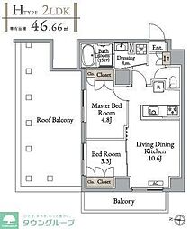 メトロステージ亀有 6階2LDKの間取り