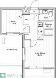 アーバンパーク六町 5階2Kの間取り