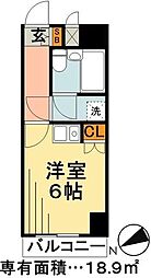 オリンポス四つ木 3階1Kの間取り