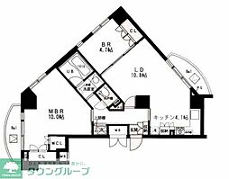 JR常磐線 北千住駅 徒歩7分の賃貸マンション 8階2LDKの間取り