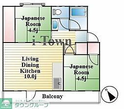 舎人吉岡ハイツ 301 3階2Kの間取り