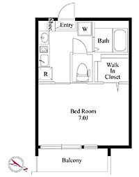 ルネコート高砂ＷＥＳＴ　Ａ棟 2階1Kの間取り
