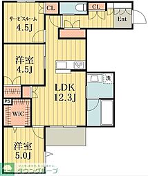 メゾンクレール谷在家 1階2SLDKの間取り