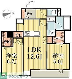 メゾンクレール谷在家 2階2LDKの間取り