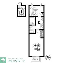 京成本線 お花茶屋駅 徒歩4分の賃貸アパート 2階1Kの間取り