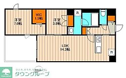レガリア 3階2LDKの間取り