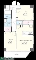 クリスタルコート 4階2LDKの間取り