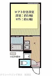 ル・レーヴ亀有 1階1Kの間取り