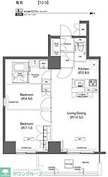 プライムアーバン亀有 6階2LDKの間取り