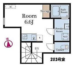 京成本線 堀切菖蒲園駅 徒歩8分の賃貸アパート 2階ワンルームの間取り