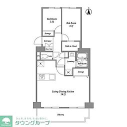 コンフォリア竹ノ塚ウエスト 4階2LDKの間取り