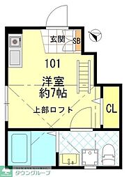 ＦＥＲＩＯ綾瀬イーストコート 1階ワンルームの間取り