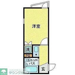 ゼネラルハイツ北千住 2階ワンルームの間取り