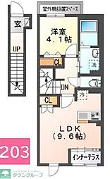 ラフィーネポルテ 203 2階1LDKの間取り