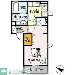 カハナコート 2階1Kの間取り