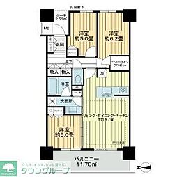 シティタワー金町　タワー棟 6階3LDKの間取り