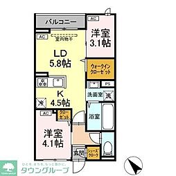 セレスティア白鳥 3階2LDKの間取り