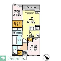 セレスティア白鳥 3階2LDKの間取り