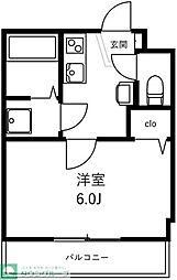 グランシャレー堀切菖蒲園III 3階1Kの間取り