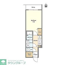 グランカーサ綾瀬 4階1Kの間取り